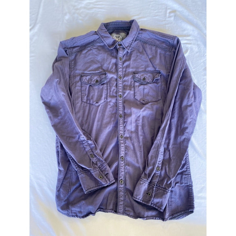 BKE Charcoal Button Down Shirt Mens XL Standard Fit Gray